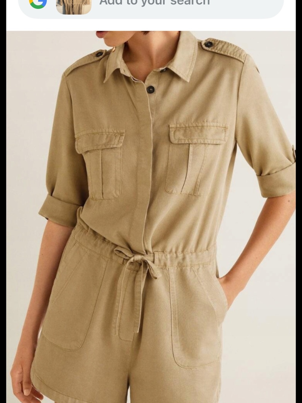 Velvet Heart Beige Utility Shirt Romper